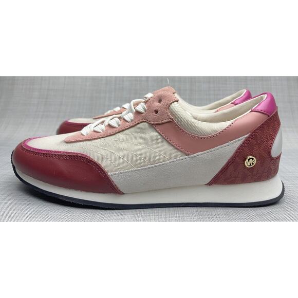 MICHAEL Michael Kors Women's Callan Trainers Cinnamon Maroon White Pink Size 9.5 - Picture 1 of 7